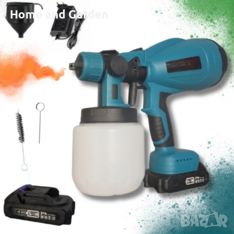 Акумулаторен и безжичен пистолет за боядисване с 2 батерии 21V, снимка 7 - Други - 54027936