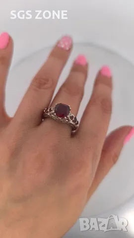 Сребърен Пръстен с Топаз, Аметист, Гранат, снимка 13 - Пръстени - 50311232