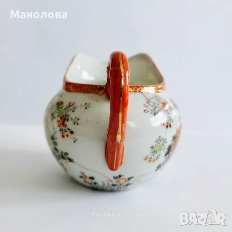 Японска порцеланова каничка за мляко 梅村 (Umemura) в стил Kutani., снимка 4 - Други ценни предмети - 54017332