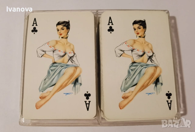 Ретро карти за игра от 1950г с момичета Pin up girls , снимка 5 - Карти за игра - 53787202
