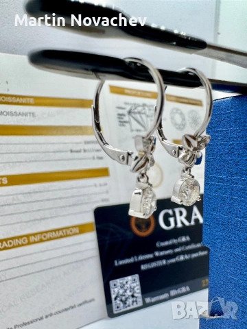 Сребърни обеци с мойсанит (Диамант) 0.5 карата, снимка 14 - Обеци - 54243312