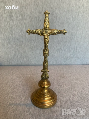 стар настолен бронзов  кръст, снимка 4 - Антикварни и старинни предмети - 53850160