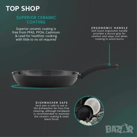 Swan SWPS2021BLKN Stealth Комплект тигани от кован алуминий от 2 части 24/28 см, черни, снимка 3 - Съдове за готвене - 49682796