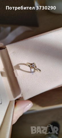 Златен пръстен с диамант , снимка 2 - Пръстени - 53627341