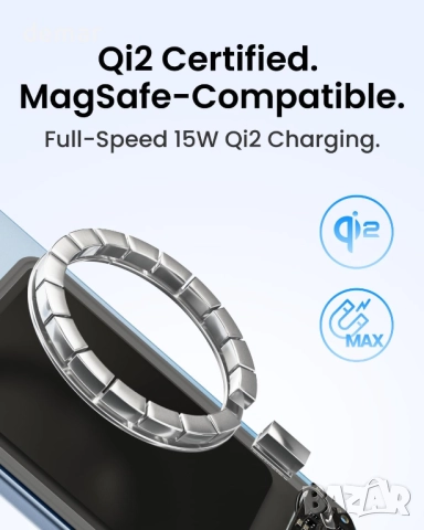 Външна батерия SHARGE AeroMag Magsafe 10000 mAh, магнитна, 15 W Qi2, снимка 2 - Външни батерии - 52272086