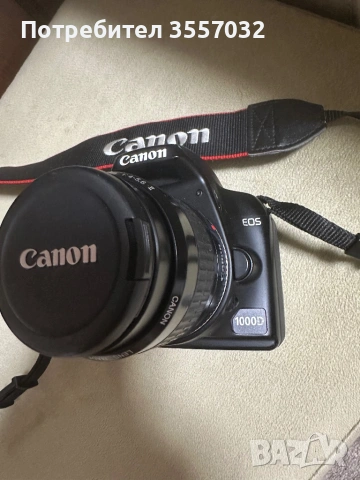 Фотоапарат Canon eos 1000D + обектив 35-80 мм + 3 батерии, снимка 3 - Фотоапарати - 53215321