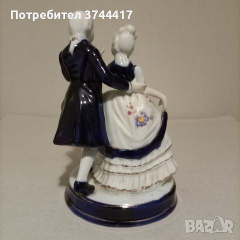 Рядка Винтаж кобалтово синя танцуваща двойка от викториански колониален порцелан , снимка 3 - Статуетки - 45180981