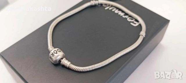 Сребърна-Гривна Pandora -22см, снимка 3 - Гривни - 51613132