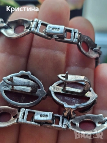 Винтидж сребърен комплект с Карнеол и марказити, снимка 11 - Колиета, медальони, синджири - 53905837