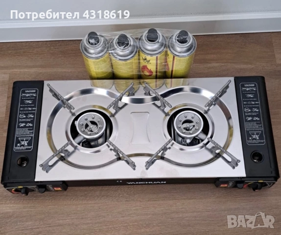 Двоен Къмпинг Газов Котлон - с Изход към Голяма Газова Бутилка, снимка 2 - Газови котлони - 53154253