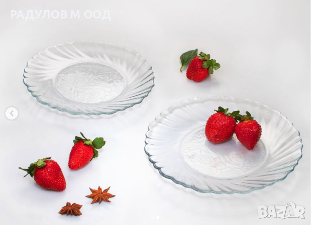 6 броя десертна чиния стъкло 19,5см DAYANA Kaveh glass  , снимка 2 - Сервизи - 44988455