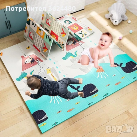 Бебешко меко килимче за игра 150х180 см 4613, снимка 2 - Други - 53450348