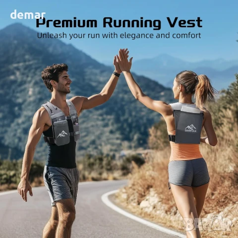 Жилетка за бягане Samfolk LED, регулируема унисекс светлоотразителна, 500 мл, XS/S (61-81 см), снимка 6 - Други спортове - 50925608