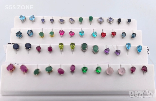 Сребърни обеци с топаз., снимка 3 - Обеци - 52877045