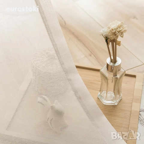 Комплект от 2 светлобежови прозрачни воалирани завеси с капси, за хол, спалня, 260 x 140 см (В x Ш) , снимка 5 - Пердета и завеси - 51884279