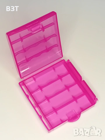 КУТИЯ ЗА СЪХРАНЕНИЕ НА 4 БРОЯ БАТЕРИИ AA/AAA ПЛАСТМАСОВА ПРОЗРАЧНА РОЗОВА, снимка 5 - Кутии за съхранение - 53292979