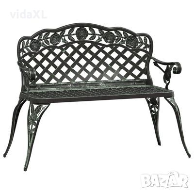 vidaXL Градинска пейка, 108 см, лят алуминий, зелена（SKU:317741, снимка 1 - Градински мебели, декорация  - 46230898
