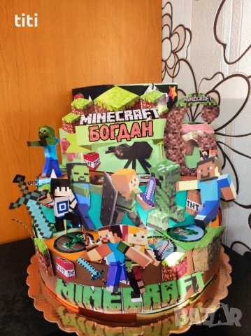 Картонена торта Майнкрафт 