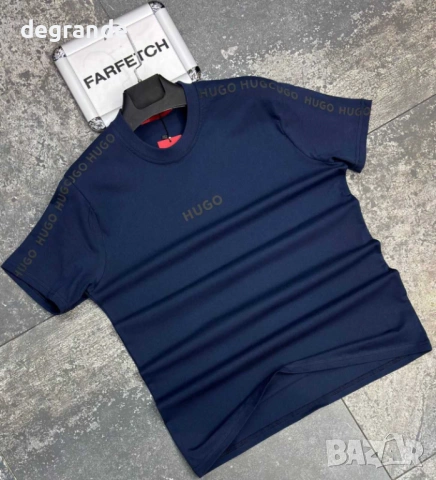  ♣️Мъжки Тениски Hugo Бяла Черна Синя, снимка 2 - Тениски - 54153126