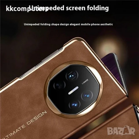 Huawei Mate X6 Кожен Калъф с Интелигентен Прозорец и Скрийн Протектор – Черен, Кафяв, Сив, снимка 6 - Калъфи, кейсове - 50728597