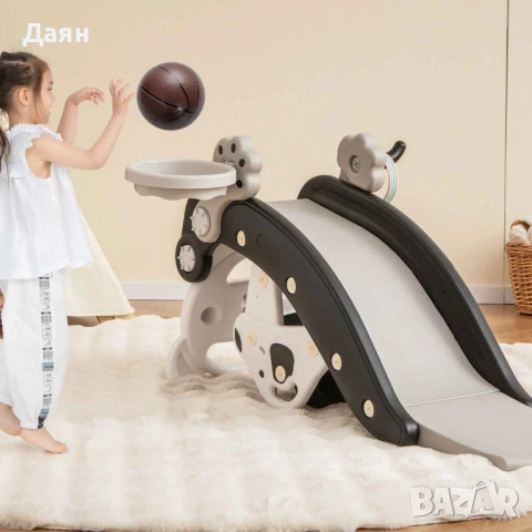 Детски комплект люлеещо се конче и пързалка Costway с баскетболна топка и игра с ринг, снимка 4 - Други - 53456994