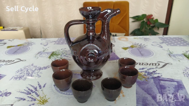 ✅ТРОЯНСКА КЕРАМИКА ЗА РАКИЯ - КАНА С ЧАШКИ❗