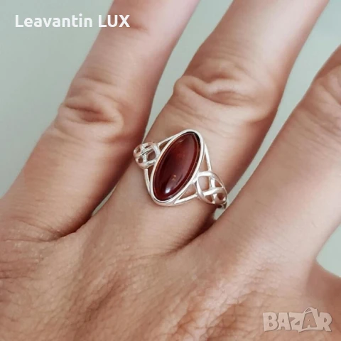 Сребърен пръстен с Балтийски Кехлибар , снимка 2 - Пръстени - 51410541