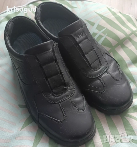 Мъжки черни обувки от естествена кожа с ластик, 43 номер (28 см. дължина на стелката), HANDMADE