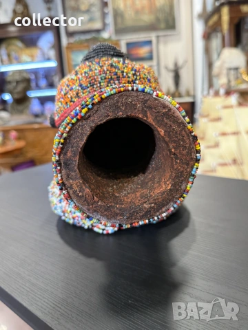 Кралска камерунска глава от теракота. №7876, снимка 9 - Антикварни и старинни предмети - 53496089