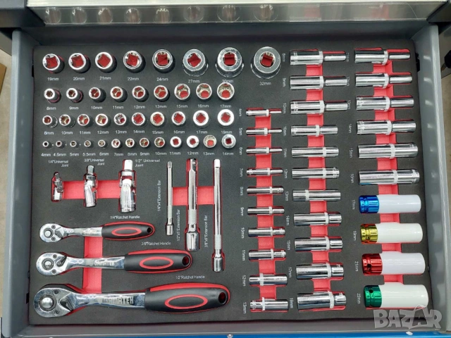 Количка за инструменти оборудвана с 258 броя инструменти, снимка 6 - Други инструменти - 51993756
