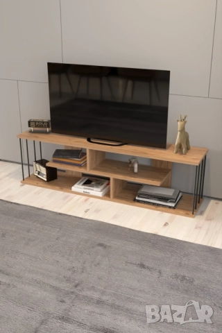 Шкаф за телевизор / Модерен ТВ шкаф в два цвята - бор/бял / ТВ секция, снимка 4 - Шкафове - 51816345