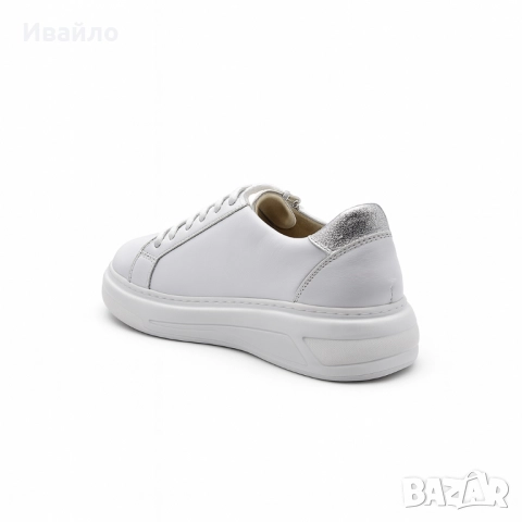 Дамски бели спортни обувки от естествена кожа с цип , снимка 7 - Дамски ежедневни обувки - 52096999