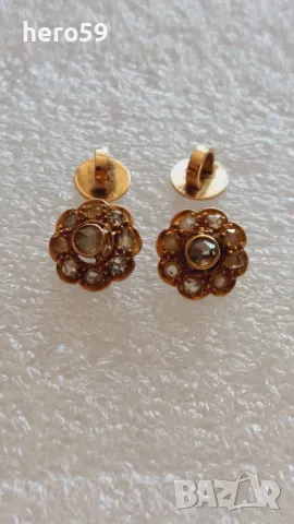 Златни дамски обеци с диаманти.Злато 18к. 19век Продадени, снимка 1