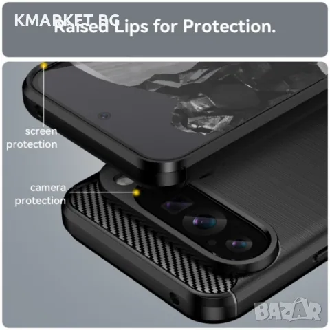 Google Pixel 9 Pro XL Удароустойчив Carbon Fiber Калъф и Протектор, снимка 7 - Калъфи, кейсове - 49135814