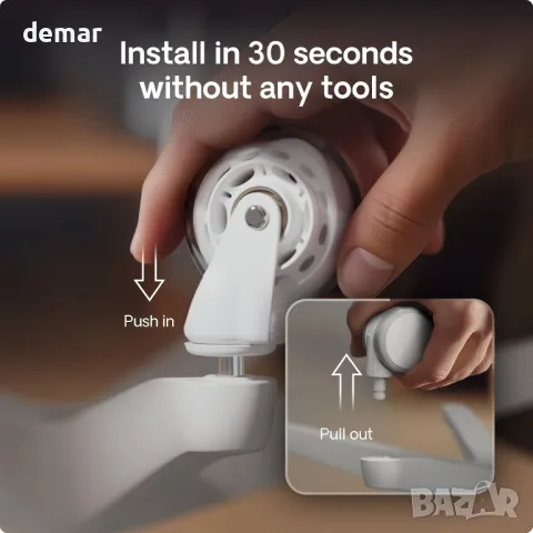 Колелца Desktronic – Комплект от 5 – Гумени резервни колелца за мебели и офис столове, бели, снимка 9 - Други стоки за дома - 50412115