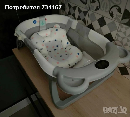 Сгъваема бебешка вана с термометър и възглавница, снимка 5 - Други - 52998700