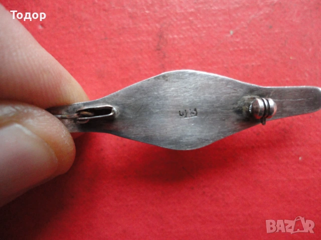 Уникална сребърна златна брошка с камък , снимка 6 - Колиета, медальони, синджири - 54080904