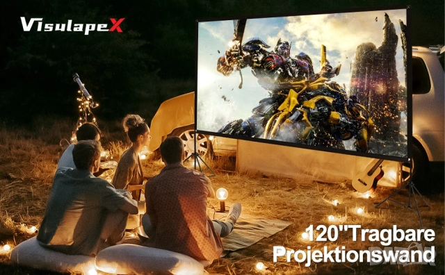 Преносим екран за проектор VISULAPEX 120" 4K със стойка и чанта , снимка 9 - Плейъри, домашно кино, прожектори - 53383013