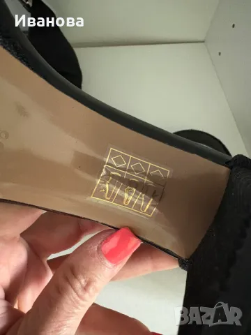 Черни токчета с каишка на глезена. Сребристо. Фина платформа, снимка 3 - Дамски обувки на ток - 49883974