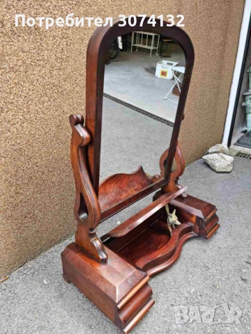 Голямо настолно огледало с чупещо се рамо и интарзия, снимка 2 - Огледала - 52712501