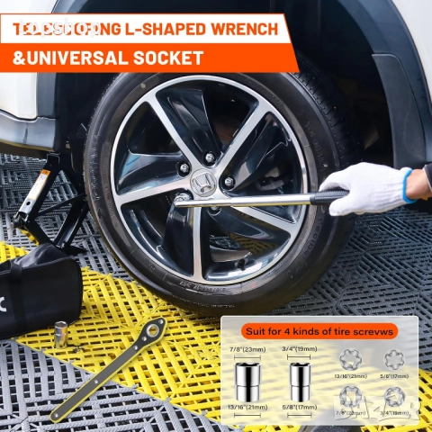 Крик IMAYCC 2.5 тона / 5512 фунта Универсален ножичен крик с гумена подложка, преносим комплект ..., снимка 5 - Аксесоари и консумативи - 51701082