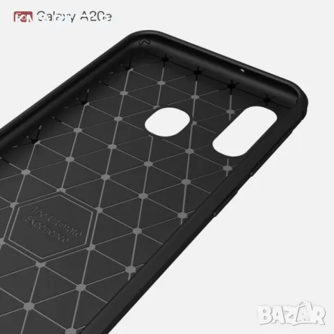 Samsung Galaxy A20e Удароустойчив Carbon Fiber Калъф и Протектор, снимка 4 - Калъфи, кейсове - 48566287