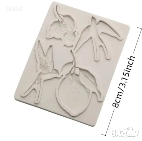 Лимон птичка птица боровинки силиконов молд форма фондан декор, снимка 2 - Форми - 52160930