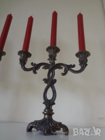 Комплект от 2 бр. бронзови свещника от Германия, снимка 6 - Антикварни и старинни предмети - 53740571