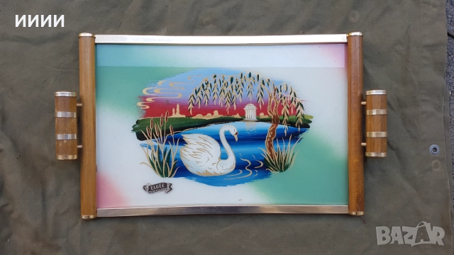 Позлатен поднос картина, снимка 2 - Антикварни и старинни предмети - 52606789