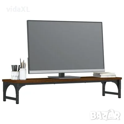 vidaXL Поставка за монитор, кафяв дъб, 85x23x15,5 см, инженерно дърво(SKU:834009), снимка 3 - Други - 49248878