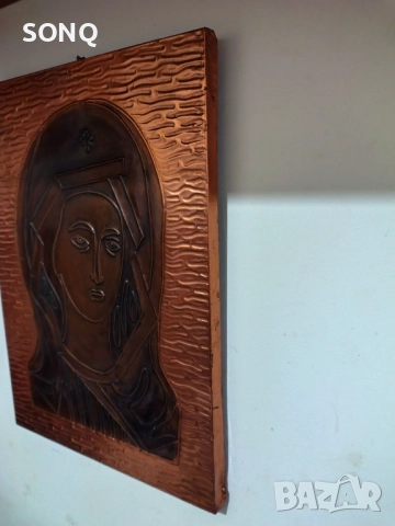 Старо Медно Пано Икона-Света Богородица, снимка 5 - Икони - 52510923