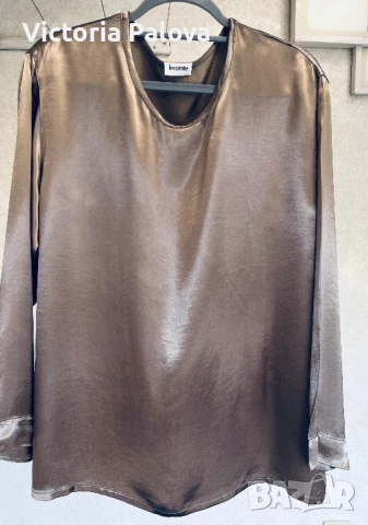 Луксозна блуза LE COMTE satin - елегантен Metallic шик, снимка 18 - Блузи с дълъг ръкав и пуловери - 52430303