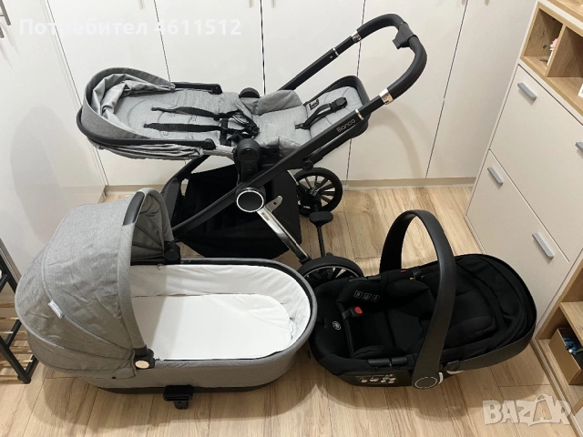 Бебешка количка 3в1 Lorelli Bianca, Grey, снимка 1
