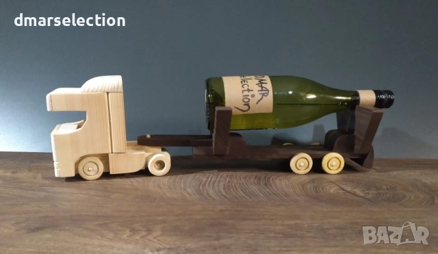 Декоративен дървен камион с ремарке - поставка за бутилка DMAR 319M3, снимка 5 - Колекции - 53294682